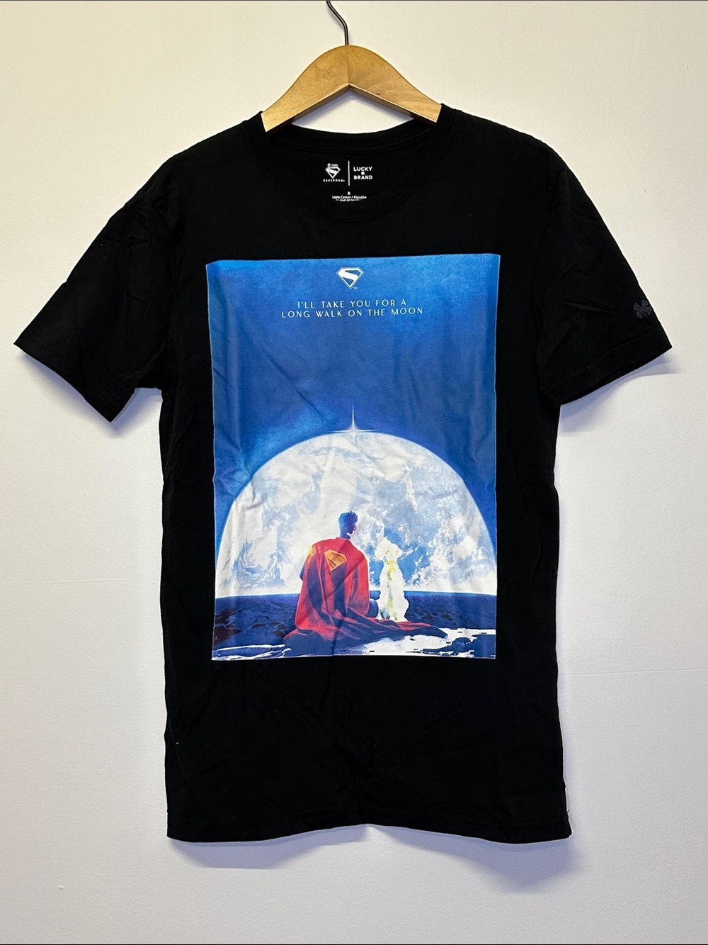 Lucky Brand Superman Graphic Black Men's T-Shirt - Red/Blue Print